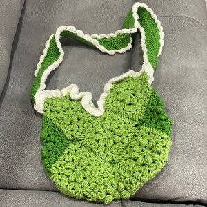 Green Crochet Shoulder Bag